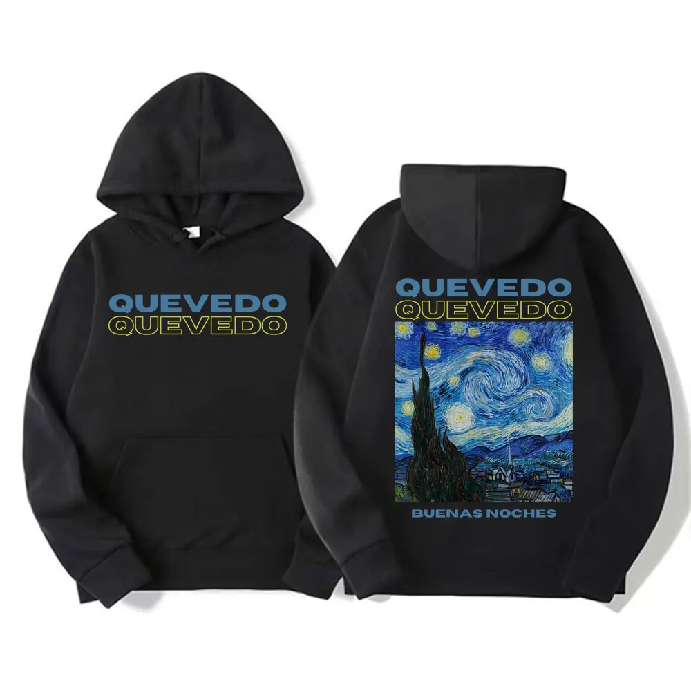 Sudaderas con capucha gráficas del álbum de Quevedo Buenas Noches, sudaderas de gran tamaño de Hip Hop a la moda para hombre, Sudadera con capucha informal de lana de alta calidad