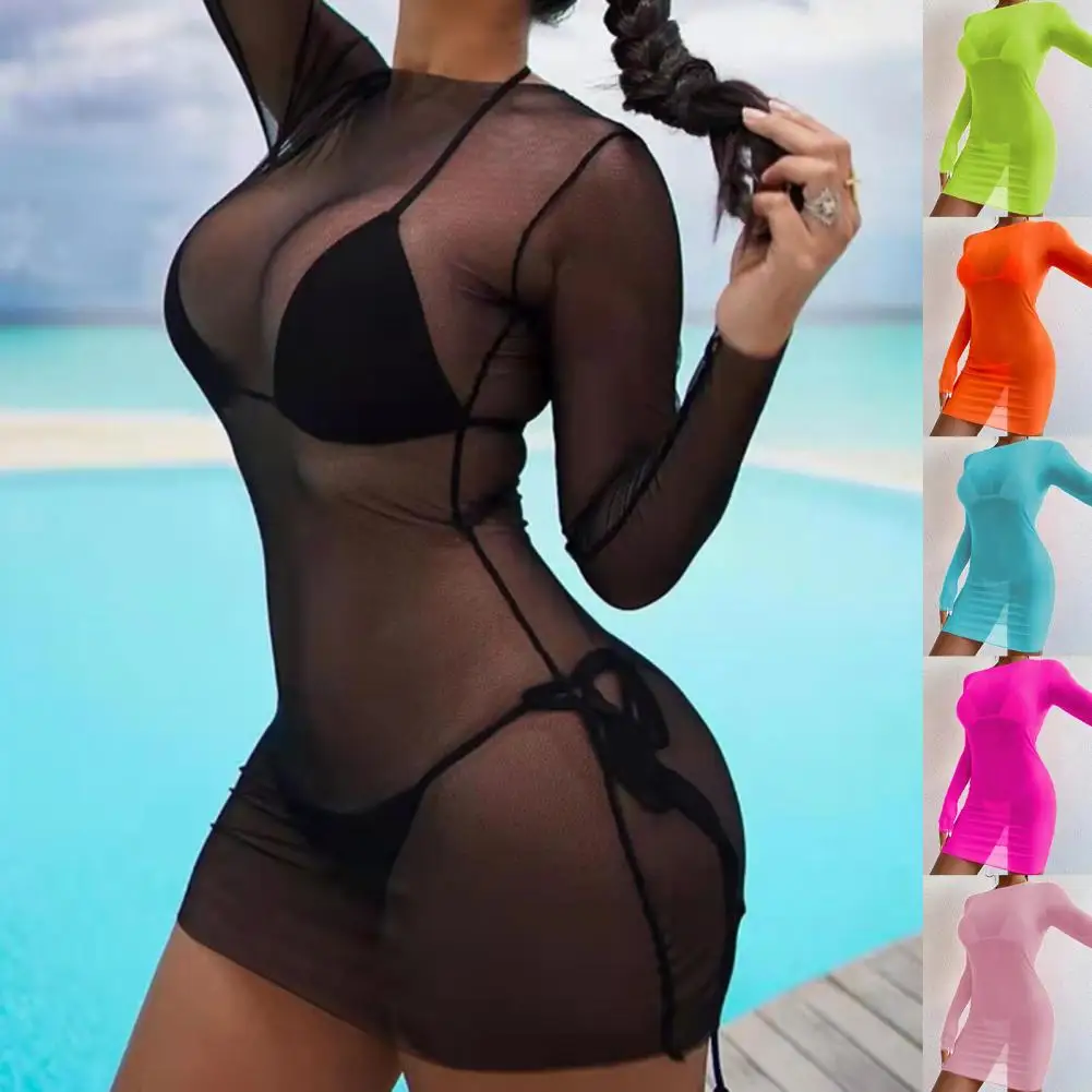 Conjunto de vestido de Bikini elegante, sujetador de secado rápido, cubierta de Tanga, Bikini Sexy de tres piezas, minivestido de 3 piezas