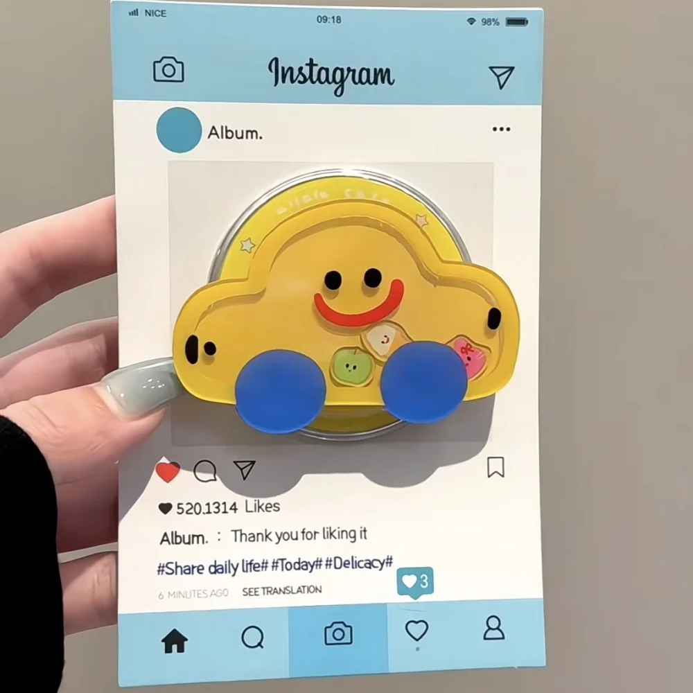 Bonito dos desenhos animados areia movediça shake carro para magsafe griptok titular telefone anel de dedo suporte para iphone 15 menina suporte