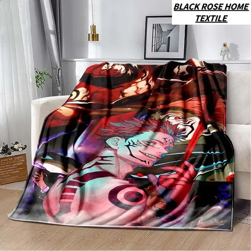 

Fashion Art Print Anime Jujutsu Kaisen Blanket Living Room Sofa Plush Sleeping Blanket Travel Hotel Portable Warm Cover Blanket