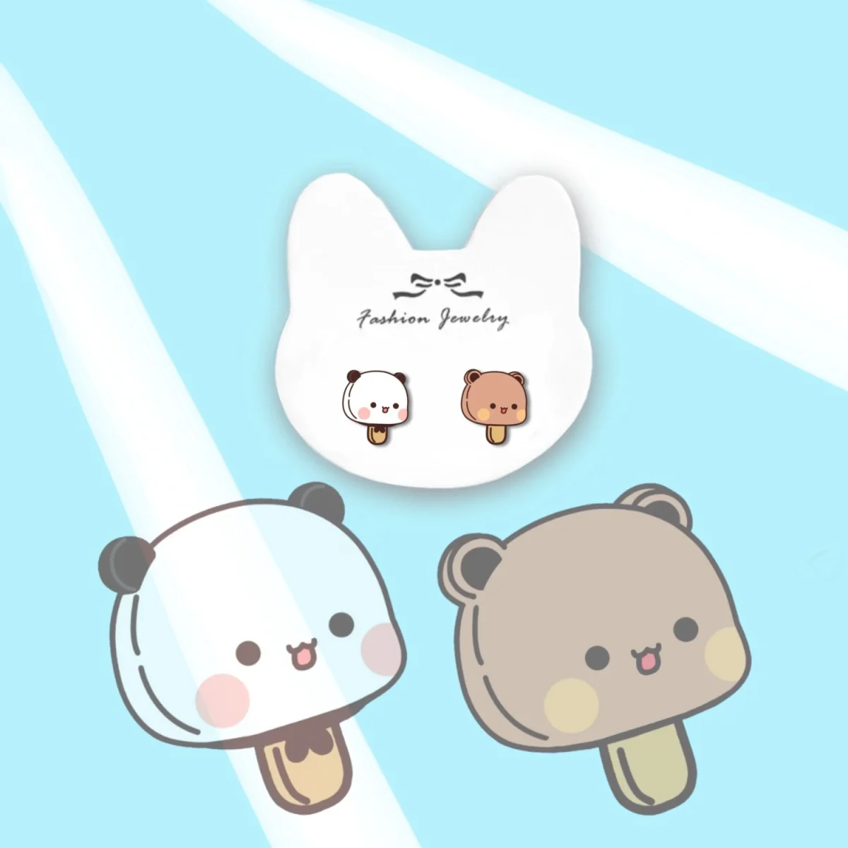 New Kawaii Small Panda Bubu And Yier Silver Needle Ear Studs Cosplay Cartoon Ins Style Ear Studs Lovely Schoolgirl Special Gift