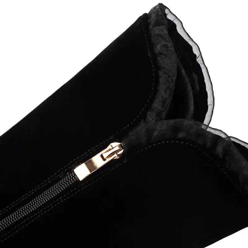 ORCHA LISA موضة المرأة منتصف العجل الأحذية جولة تو 5 سنتيمتر كتلة كعب سستة Bowknot قطيع الجلد المدبوغ حجم كبير 41-43 زفاف ناضجة #5