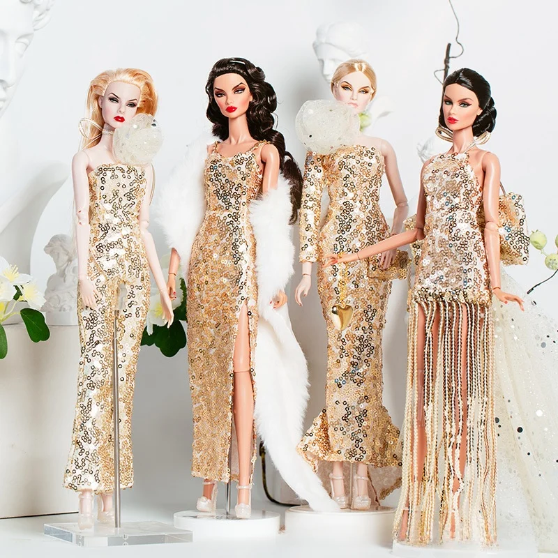 

Black Lace Golden Toys Girl Dress Set for 30cm European Fashion Birthday Gifts Girls DIY Toys 1/6 Anime BJD Doll Clothes