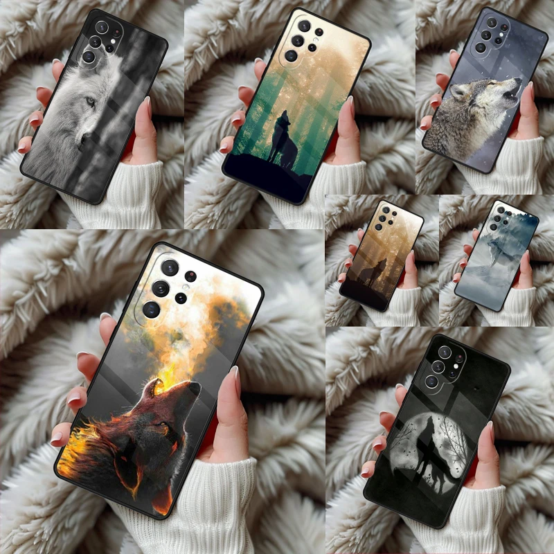 Animal The Wolf Howl Phone Case For Samsung Galaxy S24 S25 S26 Ultra S22 S23 Plus S21 S20 FE Note10 TPU Cover