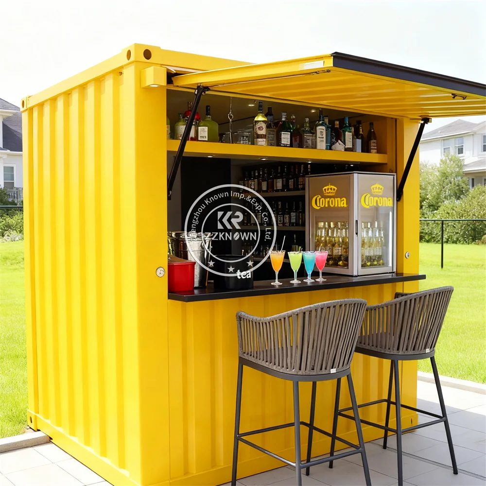 Prefabricated Street Bubble Tea Ice Cream Bar Container House Fast Outdoor Food Kiosk Container Restaurant Bar For Sale