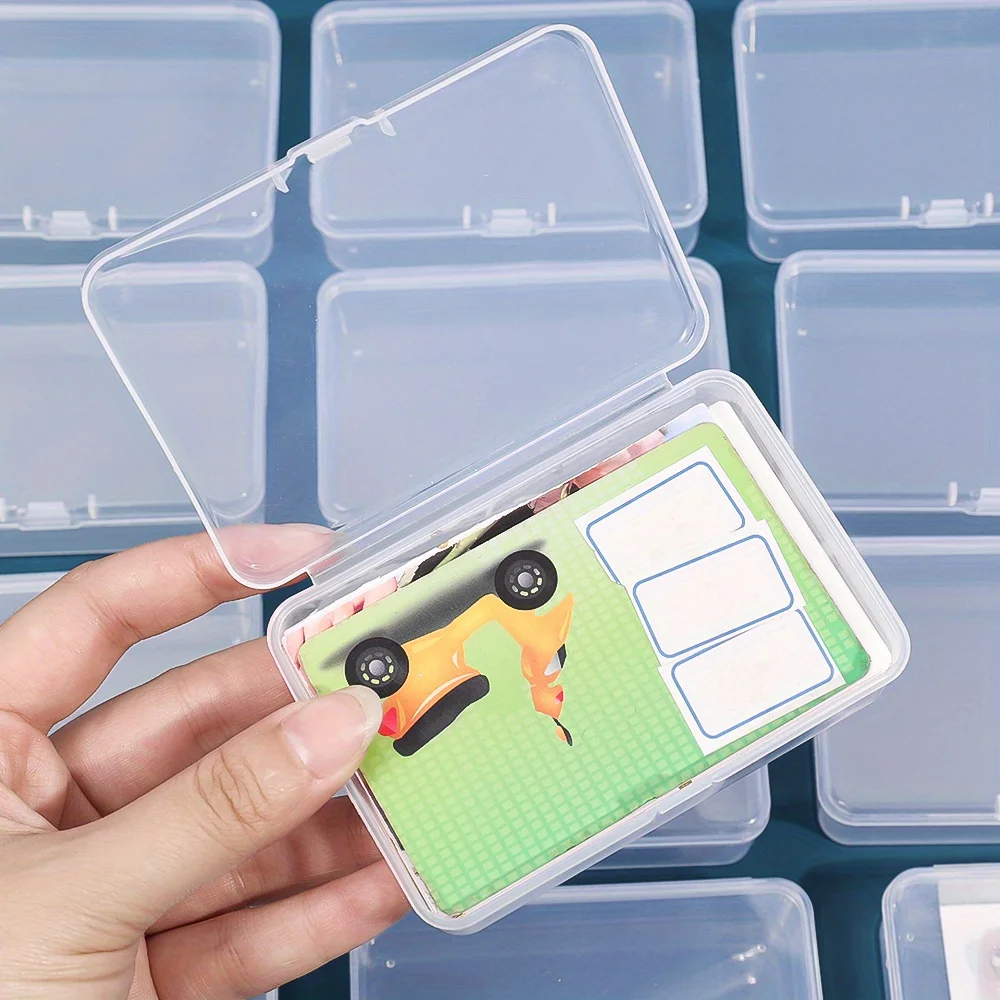 12 Stück transparente Spielkarten-Aufbewahrungsbox mit Deckel, stapelbarer Mini-Kunststoffbehälter für Visitenkarten, Clips, Schreibtisch-Organizer – Detail 6