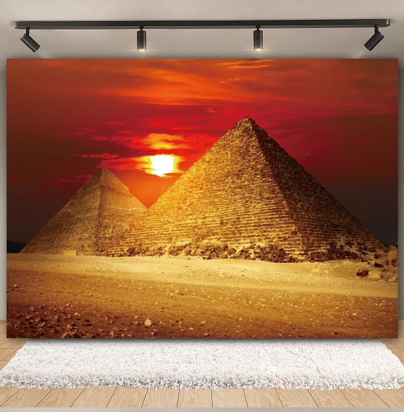 Egyptian Pyramids Photography Backdrop Ancient Egypt Architecture Ruins Desert Camel Dunes Sunset Background Decor Photo Studio