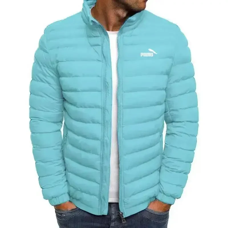 2024 neue Herrenmode Herbst-und Winter jacke schlanke lässige Reiß verschluss Kopf Design Stehkragen warmen bequemen Mantel