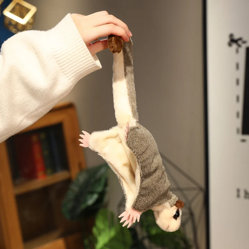 33cm Simulation Sugar Possum Doll Big Wings Long Tail Flying Mouse Animal Stuffed Toy Home Halloween Decoration Gift For Kids