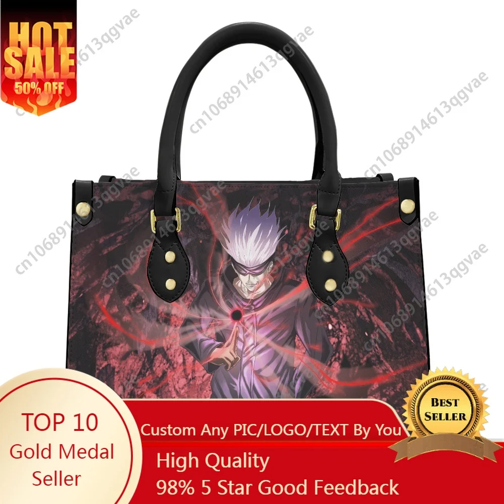 

Hot Gojo Satoru Jujutsu Kaisen Tote Bag Purse Womens Mens Personalized Text Image PU Leather Handbag Business Shopping Gift Bags