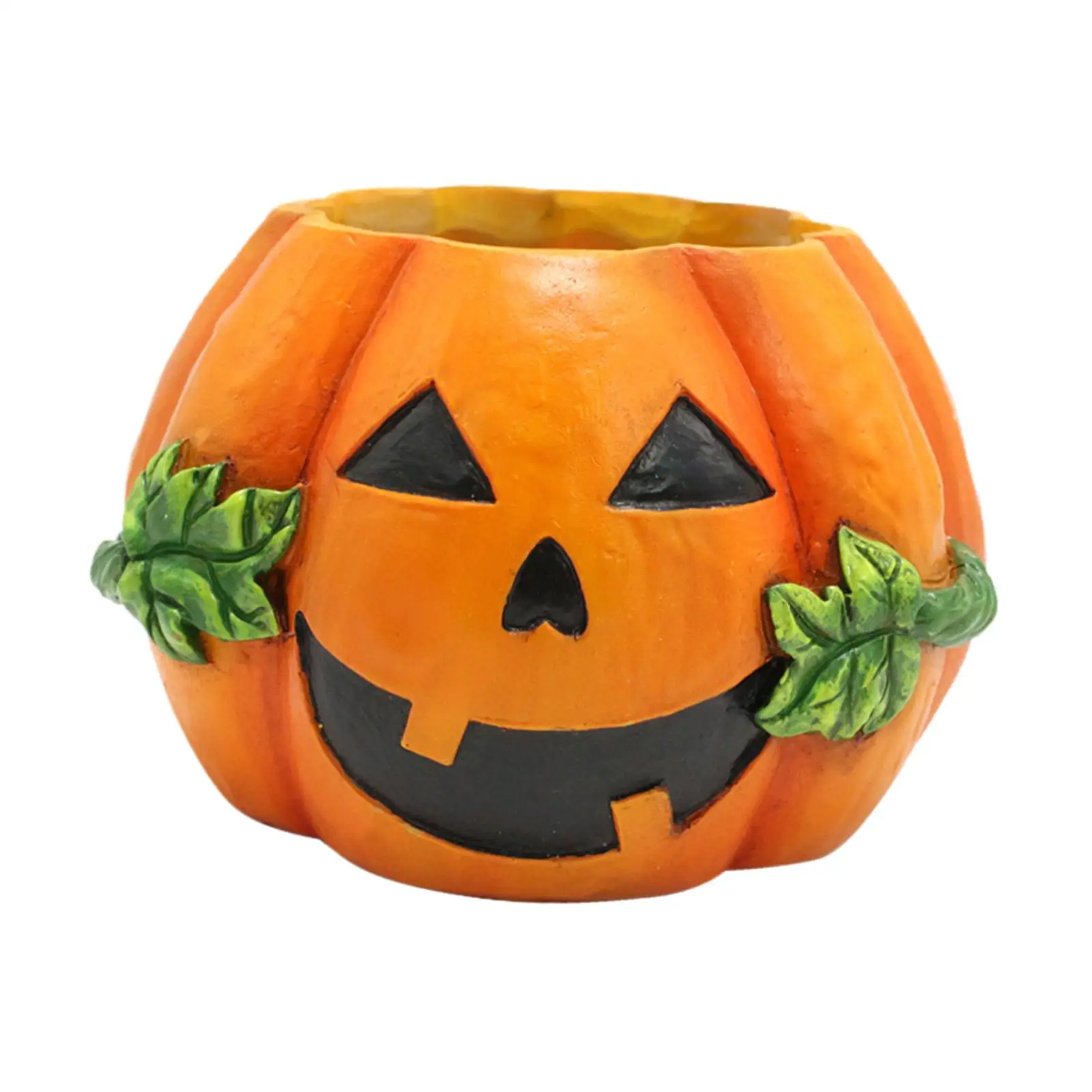 

Halloween Makeup Brush Holder Resin Pumpkin Statue Organizer Pumpkin Flower Pot Made Of Resin