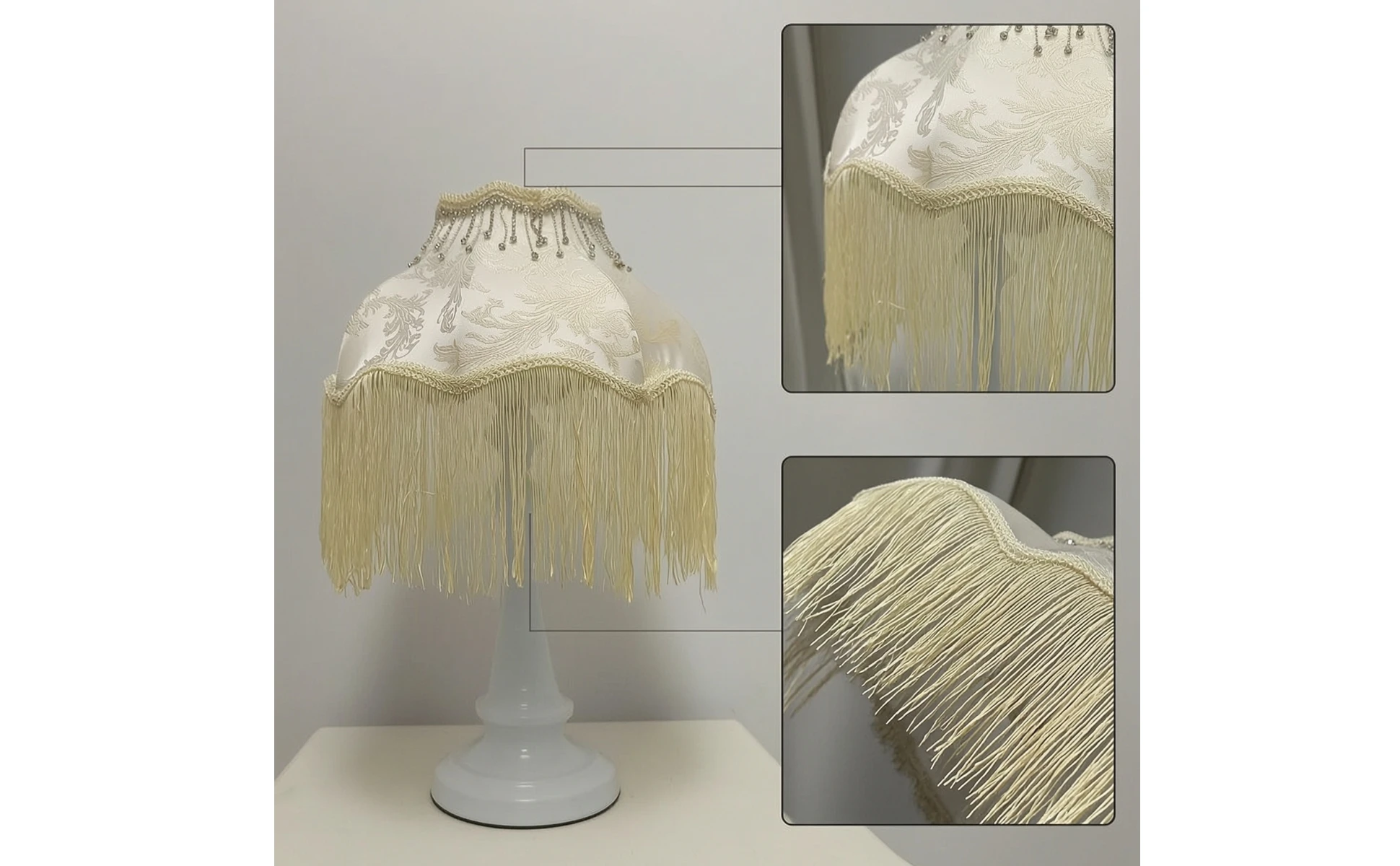 Fringe Table Lamp Ornate Table Lamp with Textile Shade Corded Elegant for Girls, Bedroom, Reading Corner