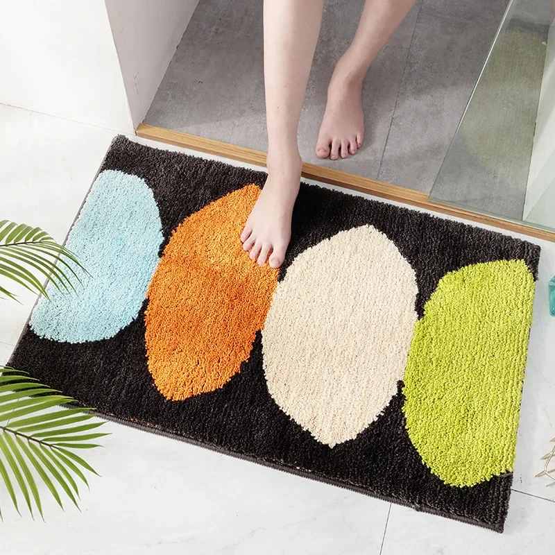 High Quality Bath Mat Simple Style Flocking Bathroom Non-slip Mat Bathroom Door Mat Microfiber Bathroom Carpet