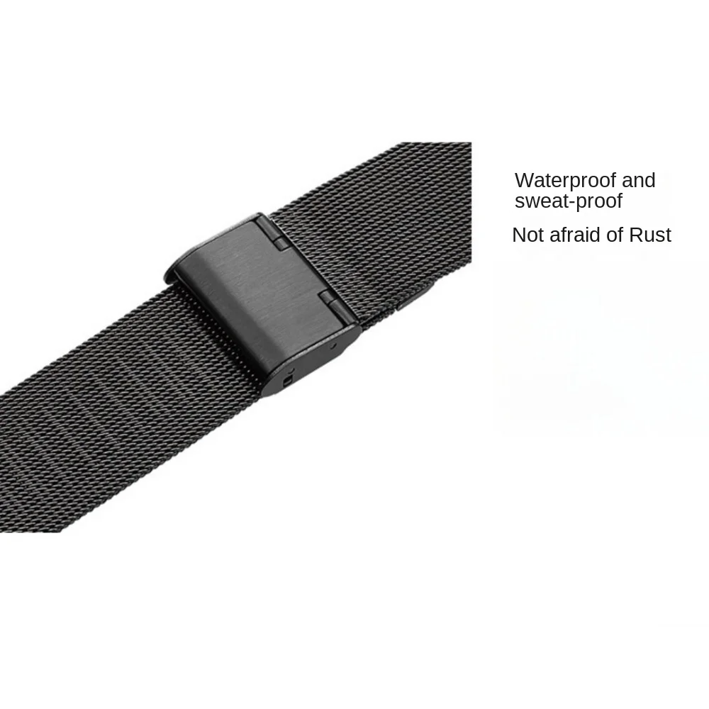 Black Milanese Watchband 12/14/16/18/20/22/24mm 304 Stainless Steel Watch Strap Quick Release Replacement Watch Band