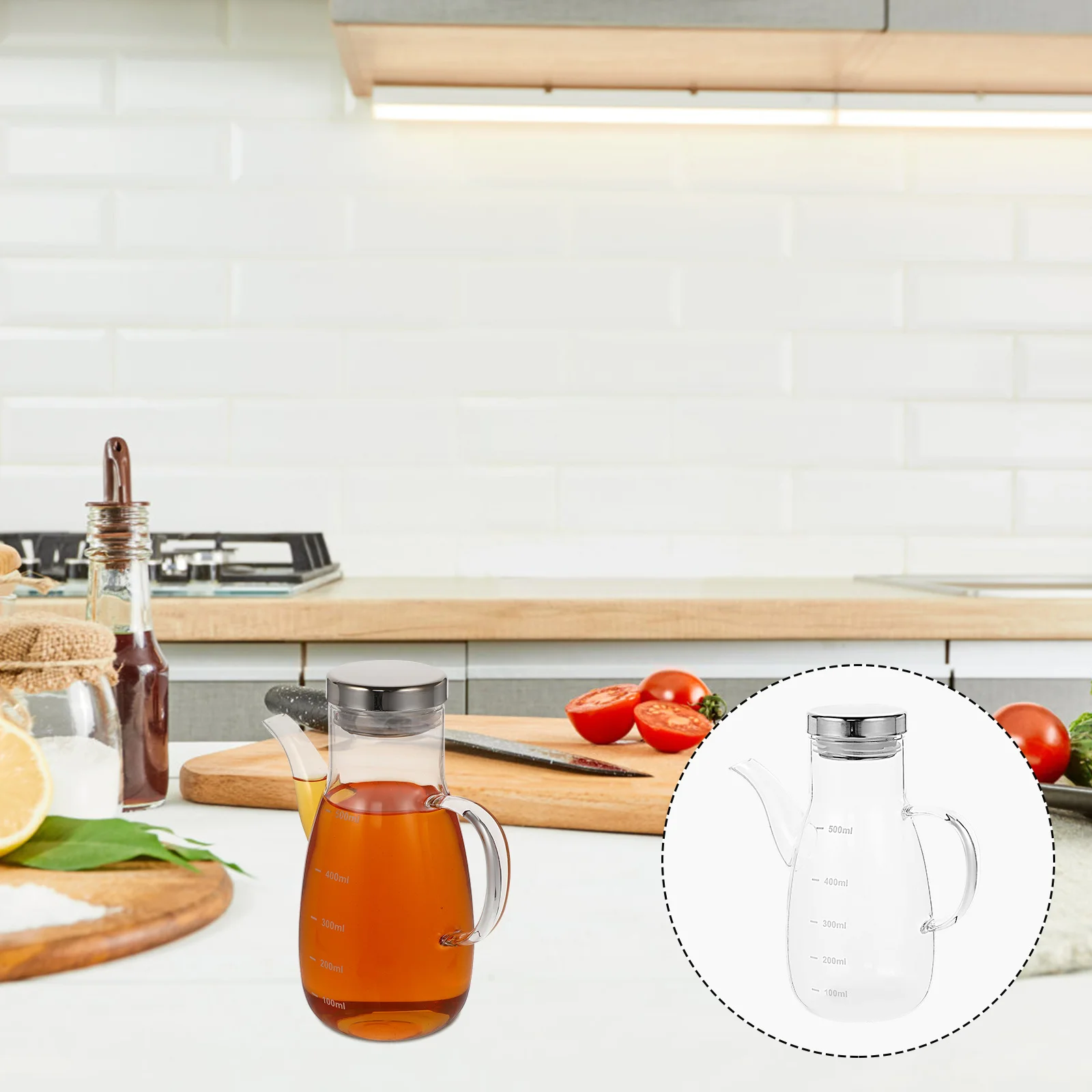 

1Pcs Premium Heat-Resistant Glass Oil Dispenser Bottle with Silicone Seal Large Capacity Anti-Leak Kitchen Vinegar Sauce Storage
