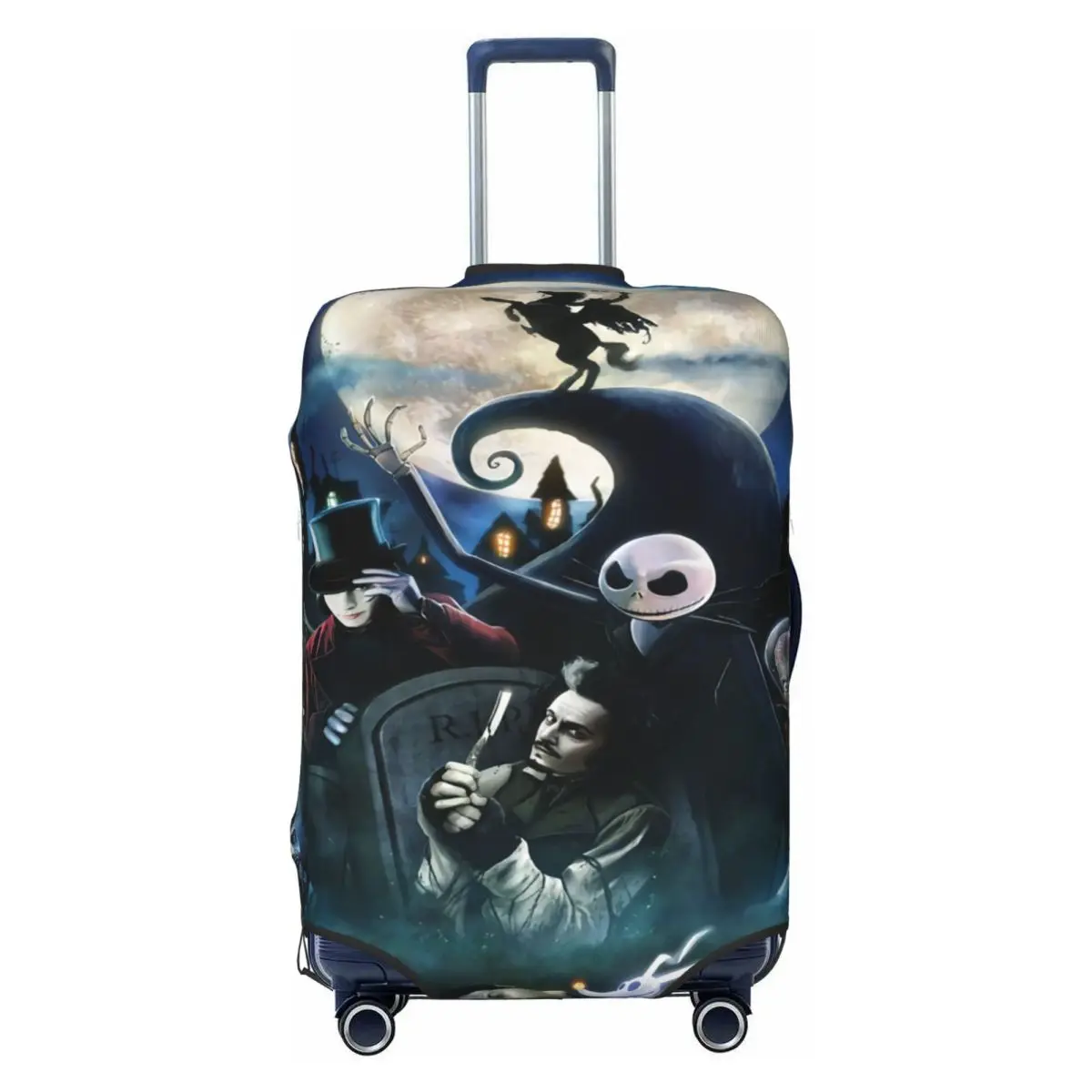 

Custom Horror Skull Skellingtons Luggage Cover Protector Christmas Nightmare Travel Suitcase Protective Cover for 18-32 Inch