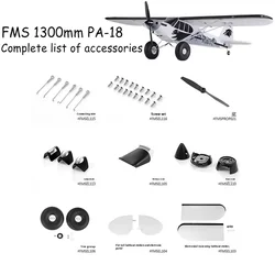 Fms 1300mm Pa-18 accessori, modello di aeromobile, pezzi di ricambio, corpo intero, motore, coda piatta, ala principale, ecc