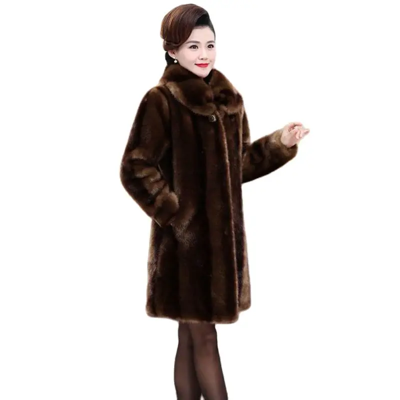 

Middle-aged And Elderly Winter Clothes Female Mother Imitation Fur Thick Coat Fleece Grandma Mink Temperament Mink Fur Coat Tid