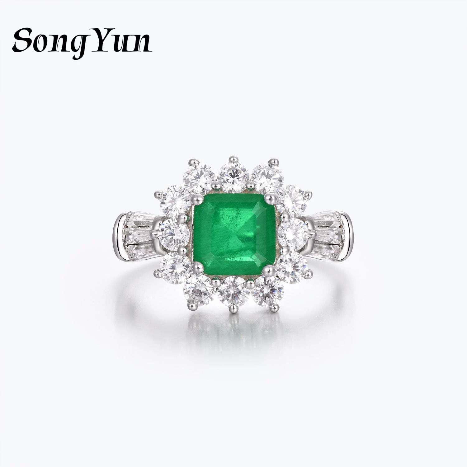 

SONGYUN Luxury Jewelry 925 Sterling Silver Ring Zircon 7A Triangle Promise for Wife 18K Real Gold Plated Fine Jewelry Rings