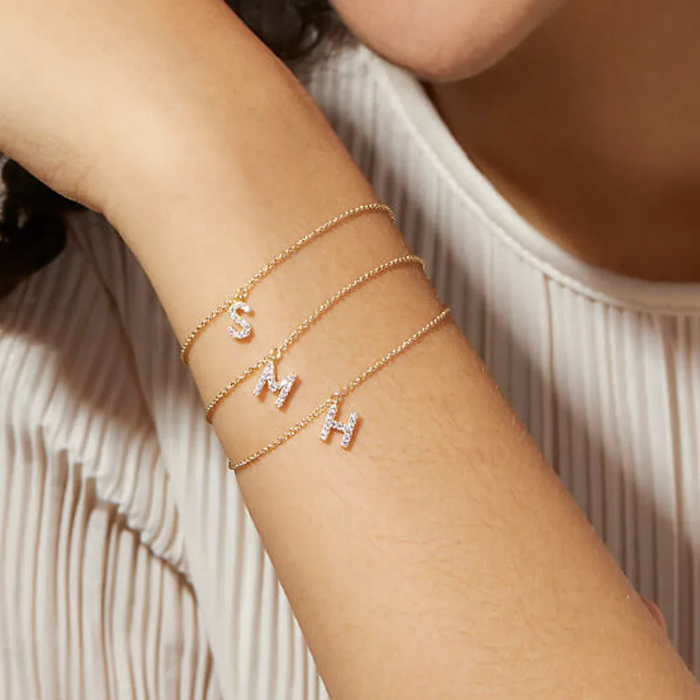 charm bracelet letters 3D Initials Bubble Letter Chain Bracelet For Women New Gold Color Stainless Steel Waterproof Elegant Chri
