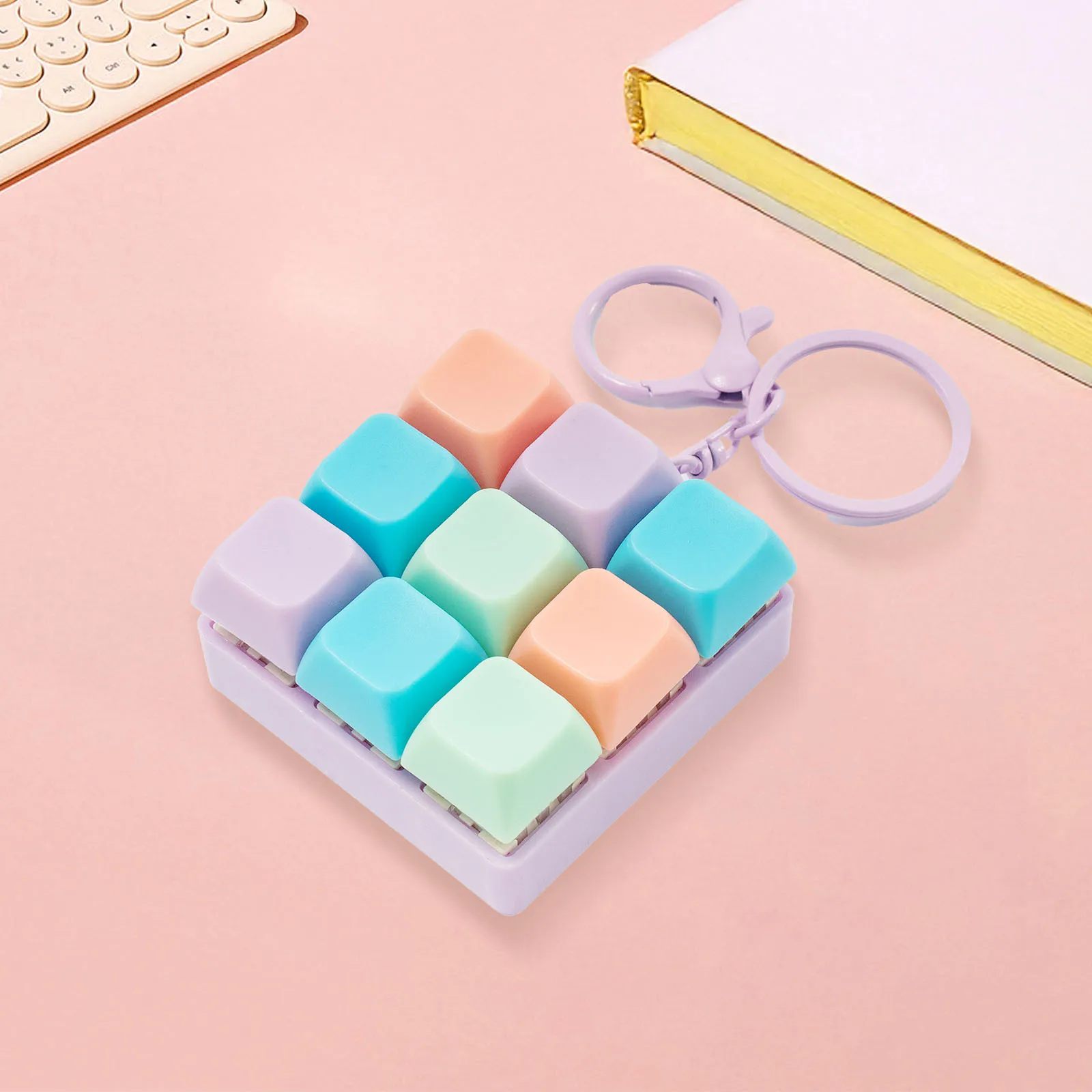 Tastatur-Fidget-Spielzeug Schlüsselanhänger, Knopf-Fidget-Geschenke für Erwachsene zur Stresslinderung, Neun Tasten Frei Zusammenstellbar – Detail 7