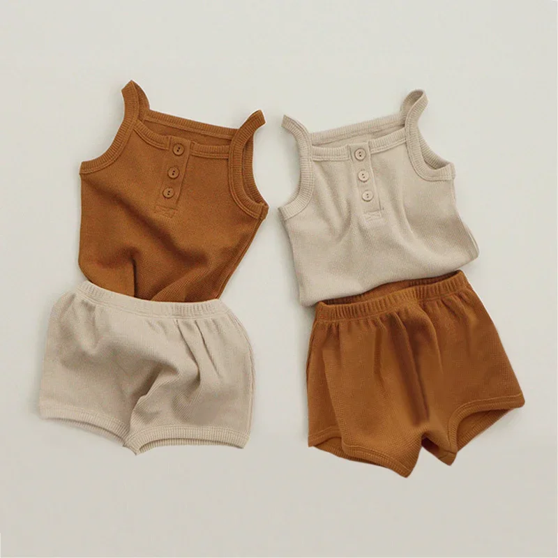 Baby Boy Girl Clothes Summer Soft Cotton Solid Baby Tops Tee and Shorts Baby Clothing Baby Tracksuit Newborn Baby Clothing Sets