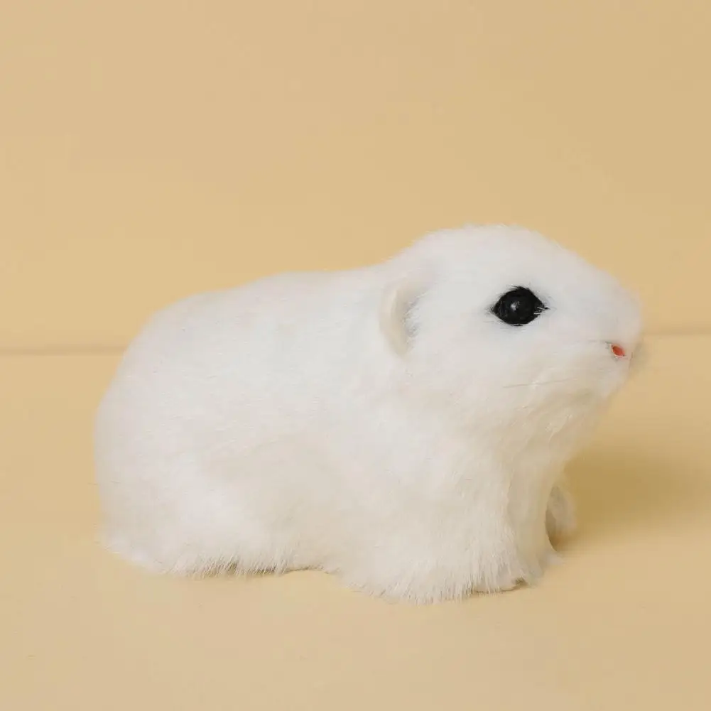 Plush Guinea Pig Model Realistic Hamster Ornament Plush Model Furry Guinea Pig Replica for Home Decor Desk Accessory Car
