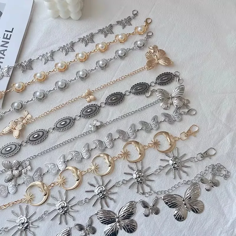 Sommerliche Metall-Taillenkette, Retro-Schmetterlings-Dünngürtel-Accessoires, Hunderte passende Kleider, Gürtelketten, hochwertig – Detail 2