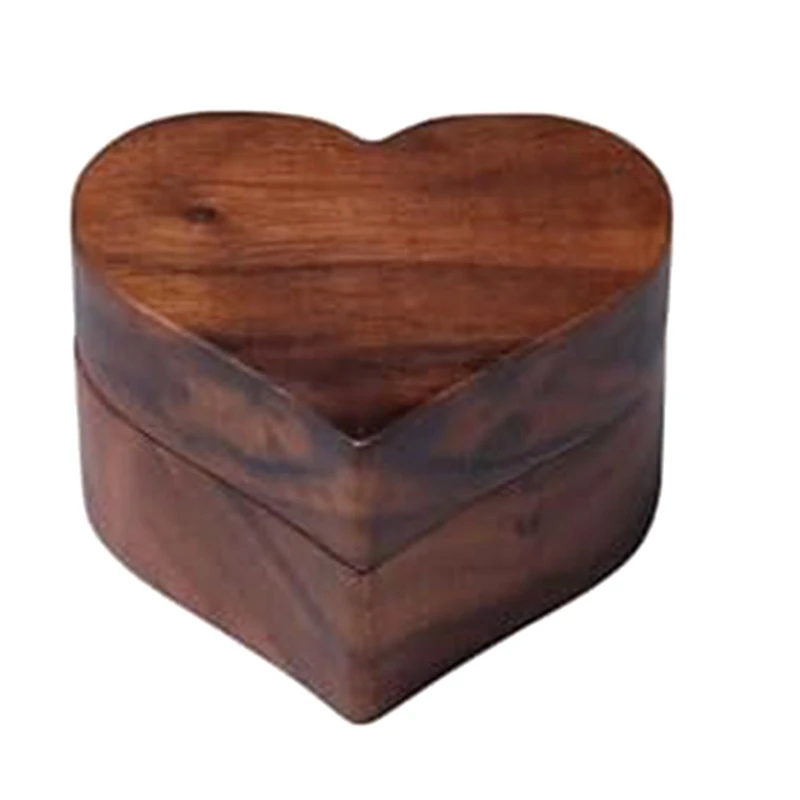 

Wooden Ring Box, Magnetic Ring Box， Heart Shaped Engagement Ring Holder With Single Slot, Elegant And Vintage Ring Storage Box