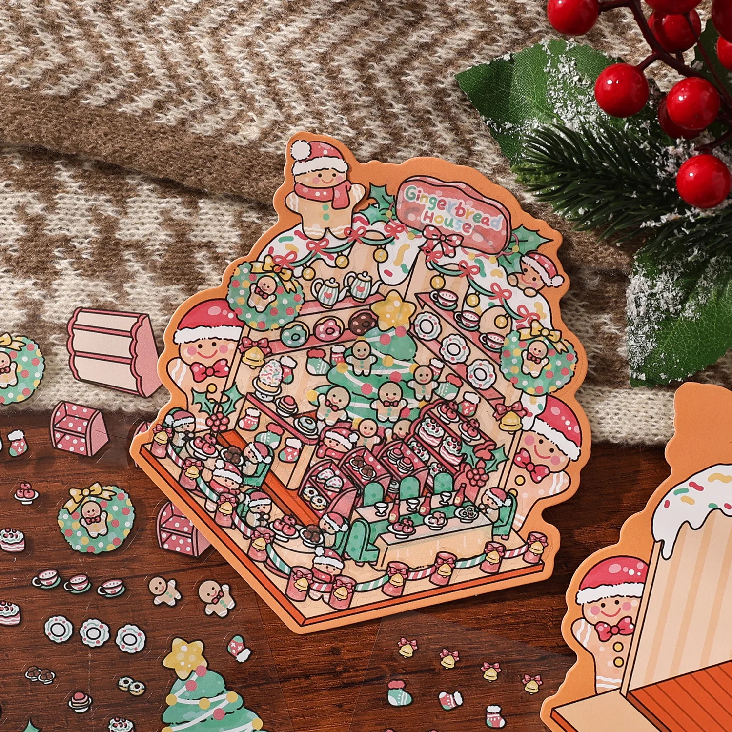 

Kawaii 2.5D Christmas Eve Cartoon Miniature Scene Stickers DIY Handmade Scrapbooking Pocket House Stickers Children's Gifts