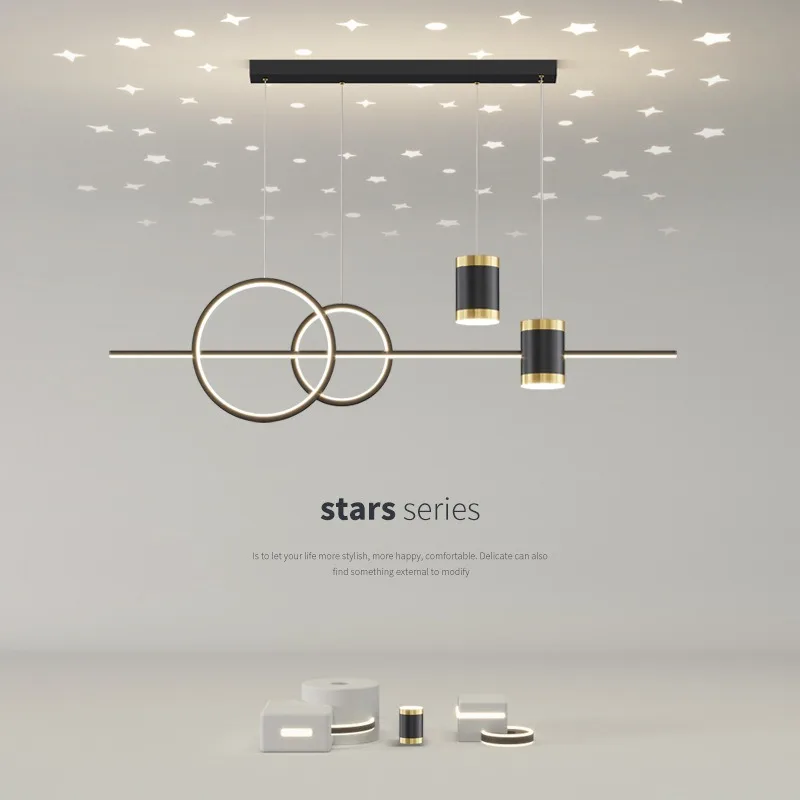 

Restaurant chandelier Modern simple atmosphere Bar chandelier Mijia intelligent control starry sky projection restaurant light