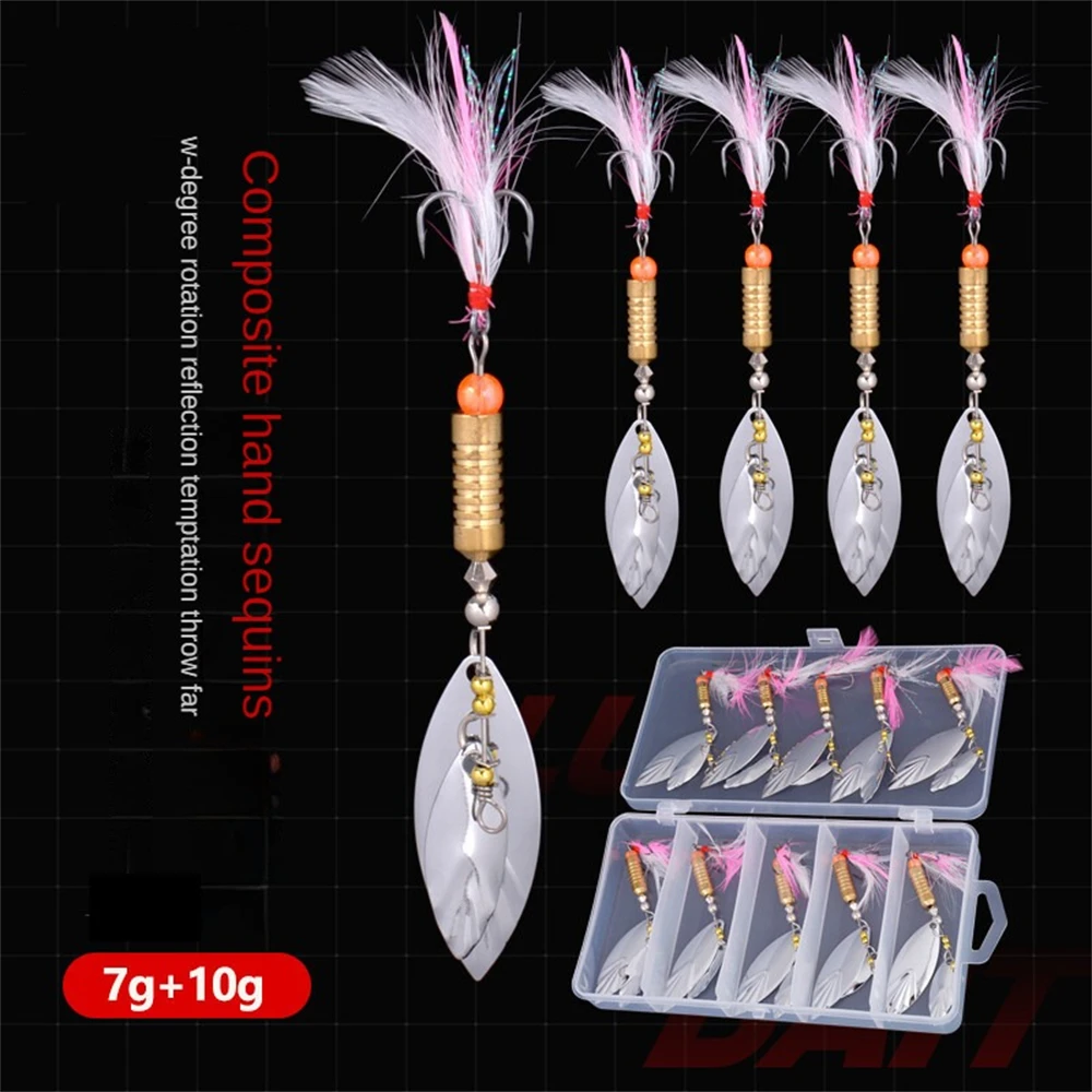 Metal Sliver Rotating Sequins Spoon Lure 7g/10g Spinner Fishing Hard Bait With Treble Hook Fishing Accessories