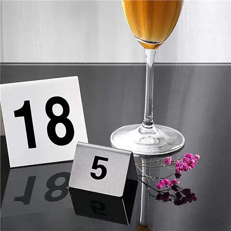 AA81-50PCS Restaurant Bar Place Table Marker Tabletop Number Sign Stackable Table Number Cards Double-Side Black Number