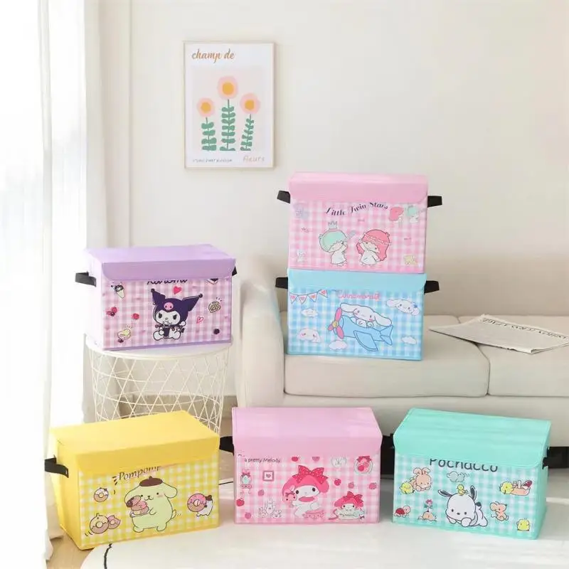 

Kuromi Cartoon Storage Box Sanrio Popular Hot Sell Kawaii Cute Dustproof Debris Box Bedroom Dormitory Portable Anime Box