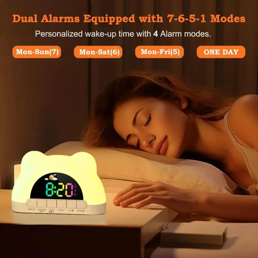 Digital Display Alarm Clock 10 Ringtones Unisex Lock Sleep Training Clock 11 Color Night Light Digital Alarm Clock Nursery