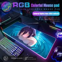 Chainsaw Man Mouse Pad Gaming Mouse Pad RGB Desk Mat HD Gamer Large LED Light XXL Anime Gamer Makima Reze Mouse Pad 900X400