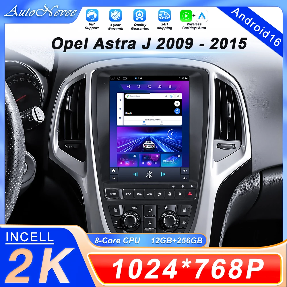 9.7 inch Carplay Wireless Android Auto For Opel Astra J 2009 - 2015 Car Radio Multimedia Touch QLED Screen No 2din DVD WIFI DSP