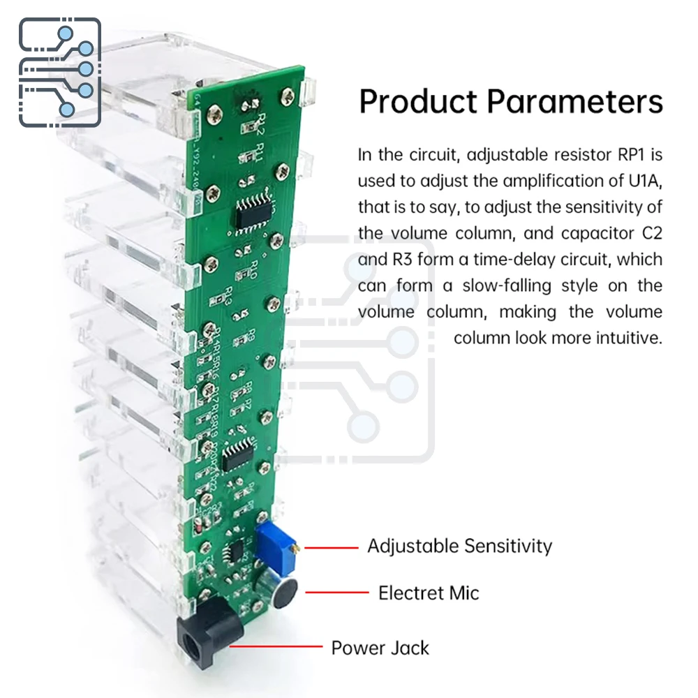 DC 5-12V DIY kit Voice-controlled audio crystal rod Voice-controlled music spectrum Welding practice Electronic production
