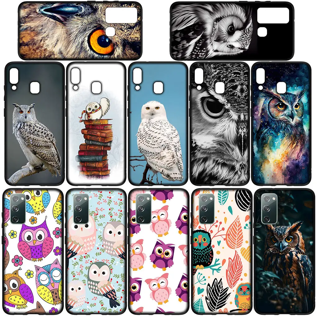 Owl Bird Cartoon Phone Cover Case for Samsung Galaxy S24 S23 Fe Ultra Plus A55 A35 A24 A25 A15 A05 M55 M15 Soft Casing