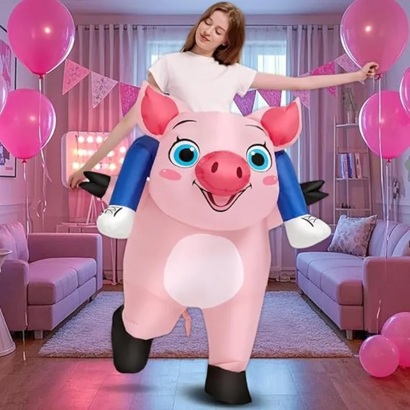 

Надувной костюм для взрослых, катающий свинью, надувной костюм на Хэллоуин для мужчин и женщин, взрослый размер, наряд для вечеринки на Хэллоуин
