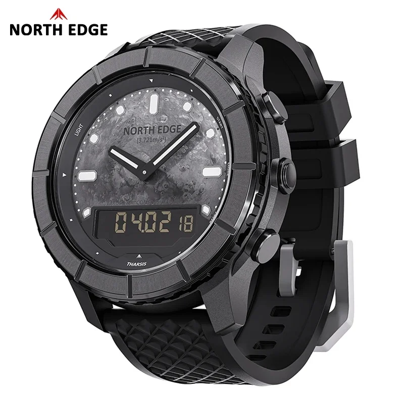NORTH EDGE THARSIS Men Carbon Fiber Digital Watch 50M Waterproof Sports Outdoor Hiking Altimeter Barometer Compass Luminous Dial