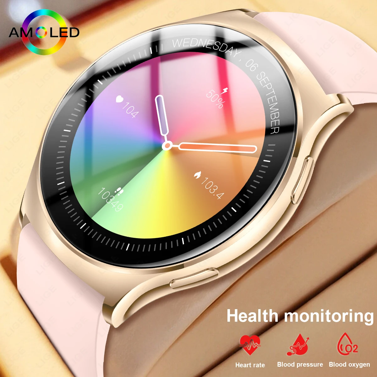 LIGE Smart Watch Women AMOLED Full Touch Screen Sleep Tracker Wireless Call Smart Bracelet Health Monitor Sport Smartwatch Men