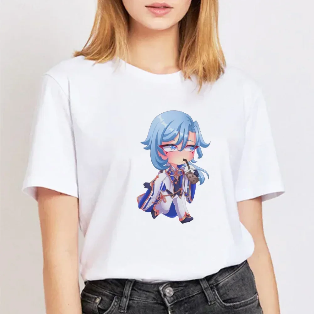 

Genshin Impact Print T-shirt Women Kamisato Ayato and Ayakas Graphics Short Sleeve Tee Shirt Female O-Neck Clothing Y2k Tops