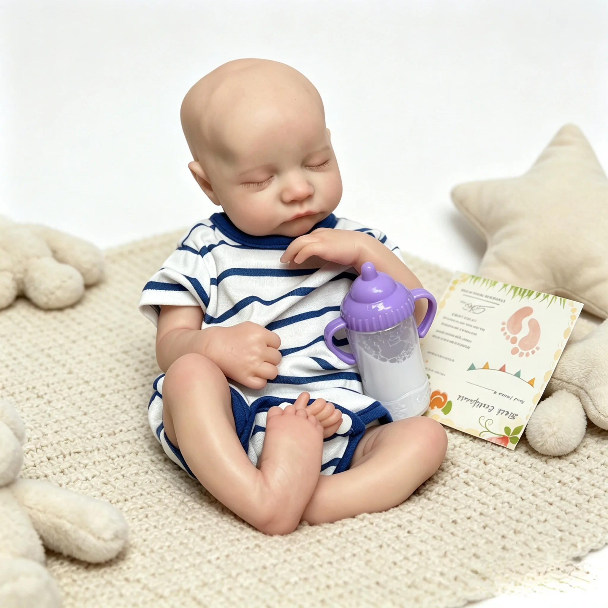 16 Inch 40CM Reborn Baby Boy Doll Full Body Silicone Realistic Newborn Baby Doll Open Mouth Bald Hand Painted Soft Skin Collectible Art Doll for Adult Collectors - view 3