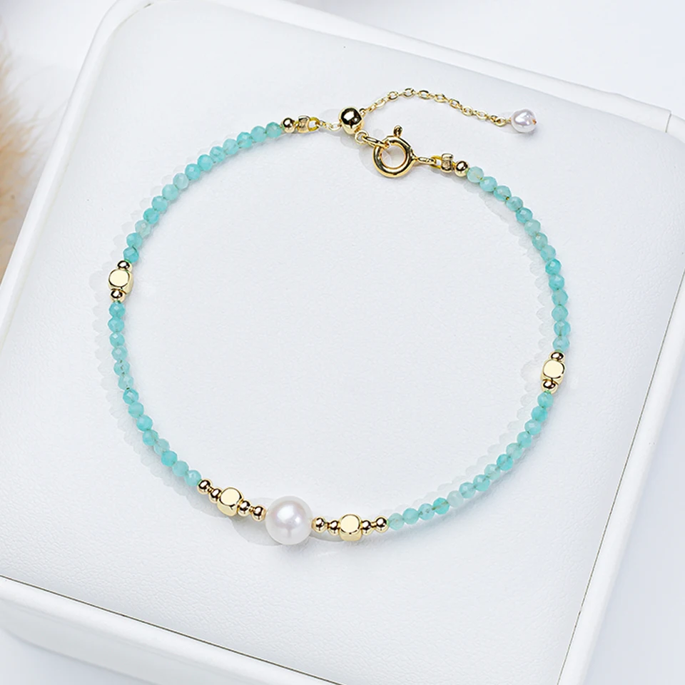 2mm Tourmaline With 7mm  Freshwater Pearl Bracelet For Women Natural Stone Bangle Jewelry Amethyst chains