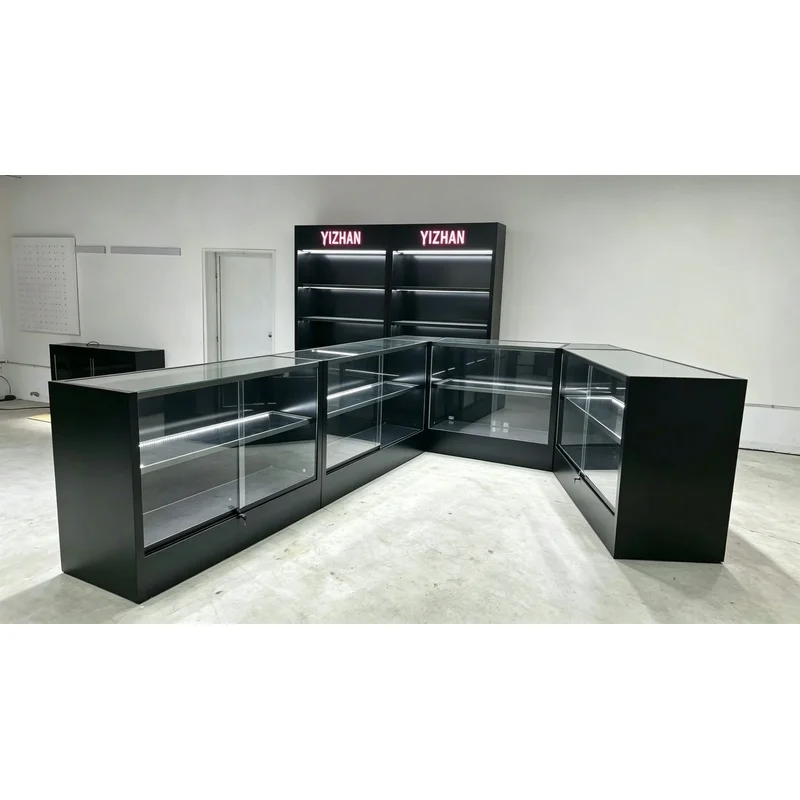 custom.Custom Luxury White Stainless Steel Glass Display Showcase LED Lighting Eco-Friendly Recyclable Modern Jewelry Retail Cab