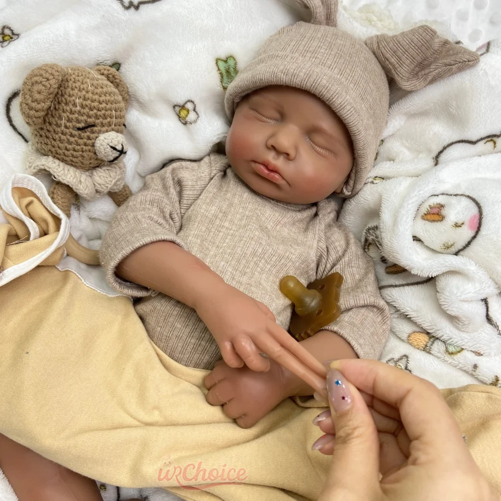 Dark Skin Loulou Can Open Mouth 20Inch Full Soft Silicone Reborn Doll Realistic Handmade Weighted Doll Gift for Dementia