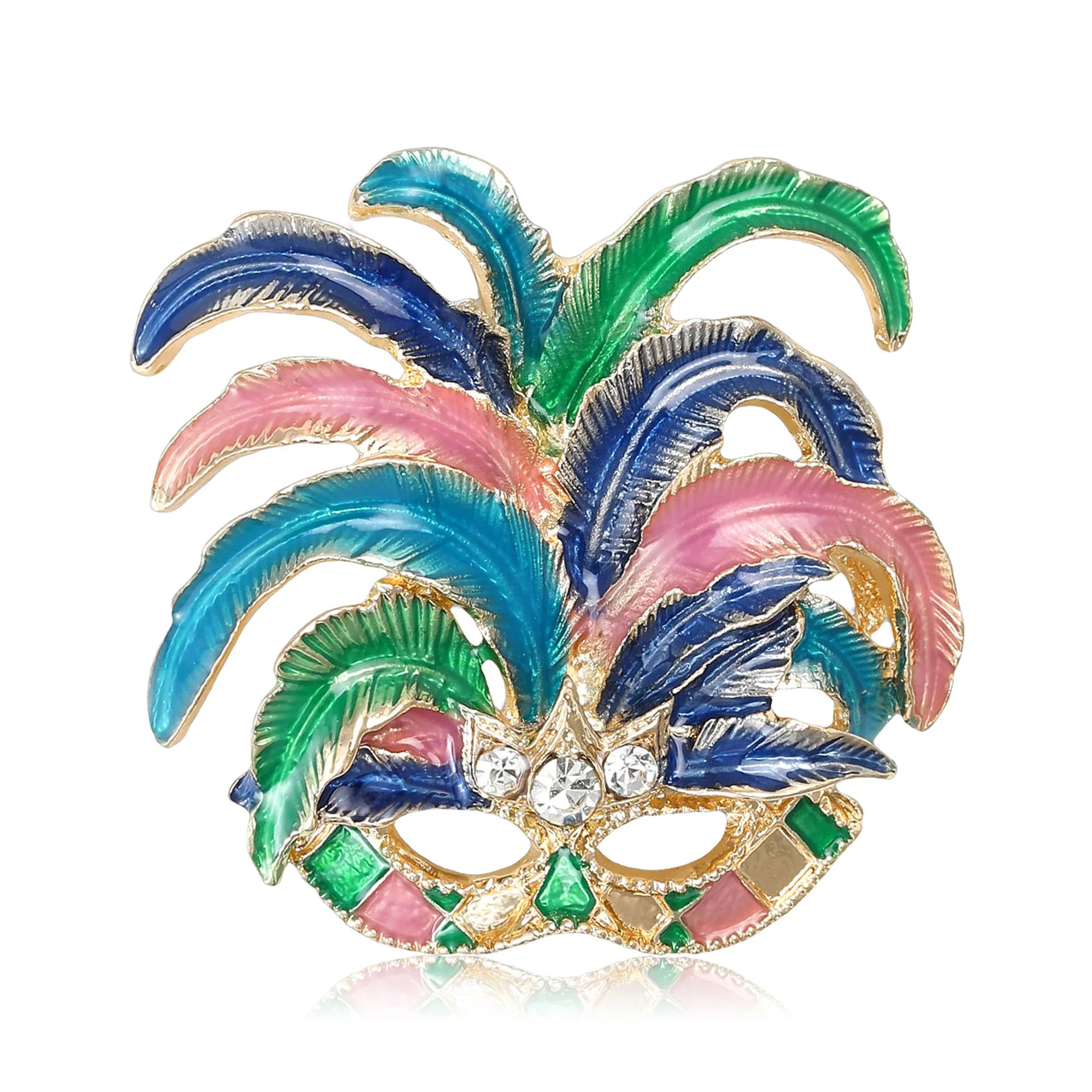 

Water Diamond Enamel Drip Oil Painted Venice Mask Brooch, Ladies' Suit Lapel Brooch, Wedding Party Event, Daily Jewelry Gift