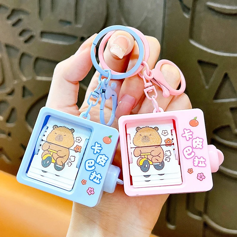 Kawaii Capybara Flip Animasyonlu Kamera Anahtarlık Kolye Karikatür Anti-Anksiyete Stres Giderici Eğlenceli Oyuncak Çanta Kolye Çocuk Hediye Için