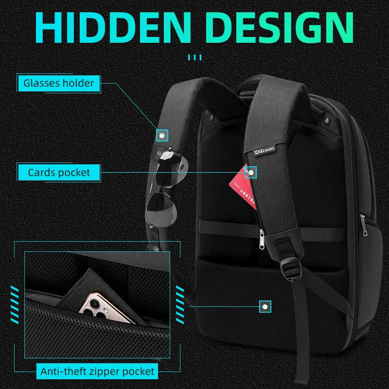 Imagem -05 - Wiersoon-mochila de Negócios Multifuncional Masculina Bolsas de Viagem Expansíveis Mochilas Leves Impermeáveis 15 Laptop 40l